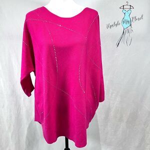 Siren Lily pink silver studded knit sweater top size 2X NWT